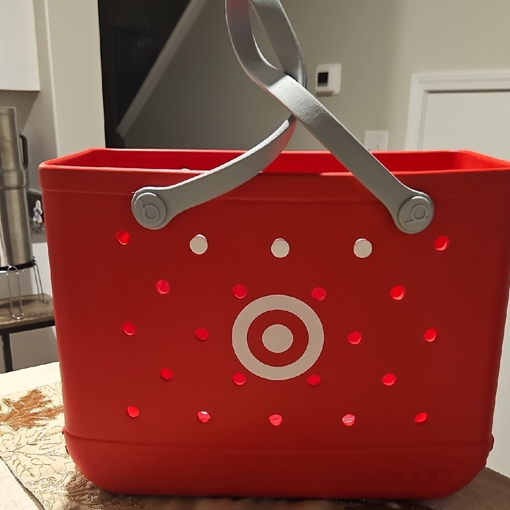 Target Red Silicone Tote with Silver Handles